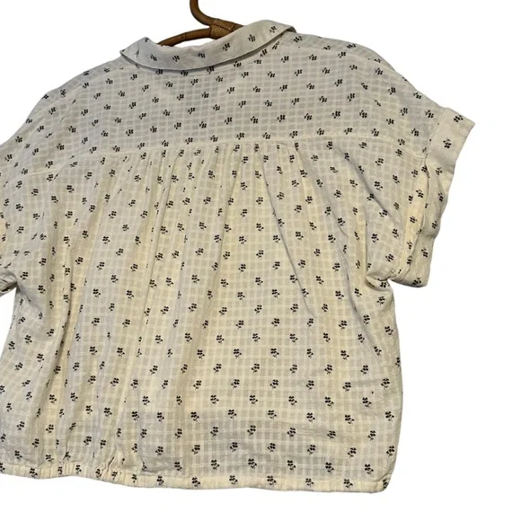 Madewell | Button-Up Drawstring Shirt in Blooming Ikat Size M 100% Cotton - Picture 8 of 12